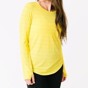 ZYIA Active Subtle Stripe Long Sleeve Shirt, Yellow, Size L
